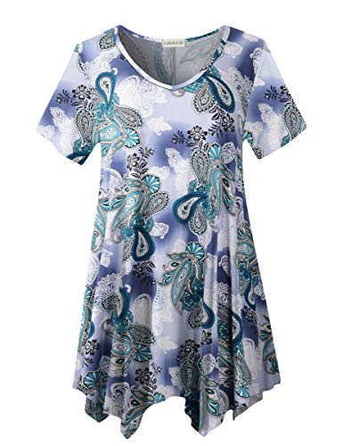 LARACE Womens V Neck T Shirts Casual Loose Fit Short Sleeve Tunic Plus Size Tops for Leggings(A-Green03 3X)