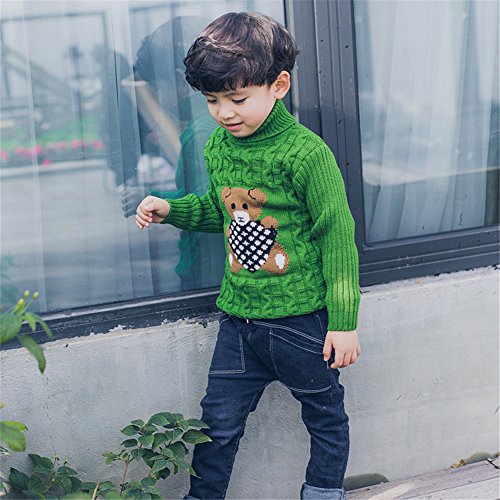 FTSUCQ Girls Cartoon Turtle Neck Knitted Christmas Pullover Sweater2