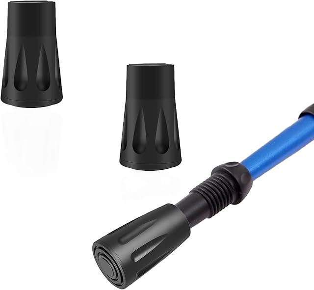 Walking Stick Rubber Tips, 2 Pcs Walking Stick Rubber Ends Walking Stick Caps Rubber Replacement Rubber Pole Ends Trekking Poles Caps Protectors for Hiking Stick Walking Trekking Poles