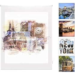 Estores Infantiles Originales Blindecor Estor Enrollable Translucido Estampado Digital Urban, Europe, 150 x 180 cm