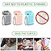 StrawExpert 3 Pack Foldable Silicone Reusable Straws with Travel Case & Keychain & Cleaning Brush,Long Portable Drinking Collapsible Straw,BPA Free,Eco Friendly, (Gray,Pink,Blue)