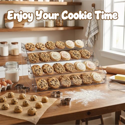4 Tier Cookie Display Stand for Cookies Display, Suitable for Bakers & Vendors, Parties, Craft Fairs and Market Booths, Clear Acrylic Tiered Cookie Display Stand Applicable to Cupcakes, Dessert Display by ieddet - Image 4