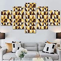 SIGNWIN 5 Panel Canvas Wall Art Modern Art Contemporary Dramatic Geometric Mixed Media Multicolor Patterns for Home Decorations Ready to Hang - 60