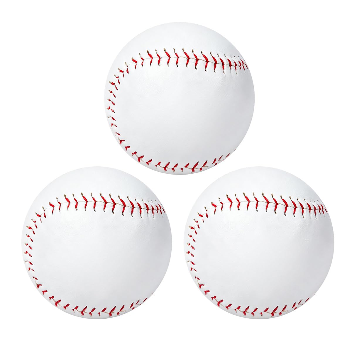 Ubric 3 piłki baseballowe standardowe skóra syntetyczna trening młodzież dorośli szkoła halowa zewnętrzna biały