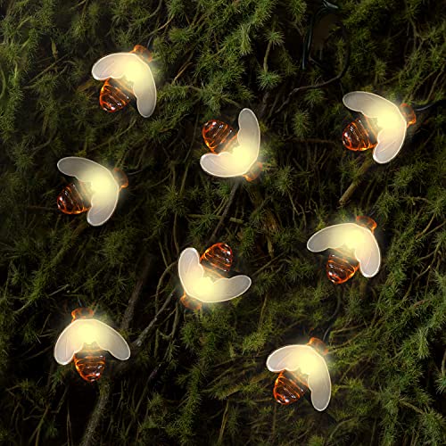 Bryte [50 LED] Solar Powered Honey Bee String Lights 7M/24Ft, 8 Lighting Modes, Water Resistant for Outdoor Decoration, Suitable for Patio, Garden, Celebration, Anniversary, Party, Wedding, Yard