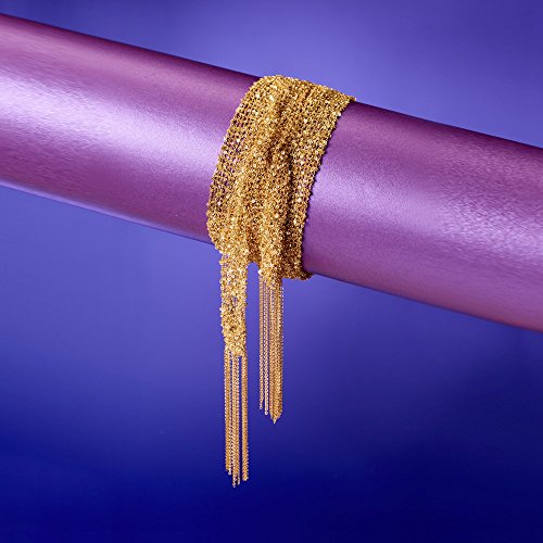 Ross-Simons Italian 18kt Gold Over Sterling Silver Mesh Tie Necklace. 32 inches3