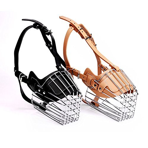 PSK Stainless Steel Cage Style Basket Wire Muzzle with Adjustable Leather Strap for Dog (Large) (Color May Vary) (B07Y3DT3HX) Amazon Price History, Amazon Price Tracker