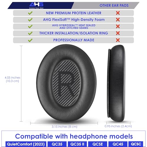 AHG Accessory House Global qc Replacement Ear Pads Cushions Compatible with Bose QuietComfort 35 II / QC35, QCSE, QCSC and QC45 wireless Headphones (Black) - Premium Material | Extra Thick | Durable - Image 3