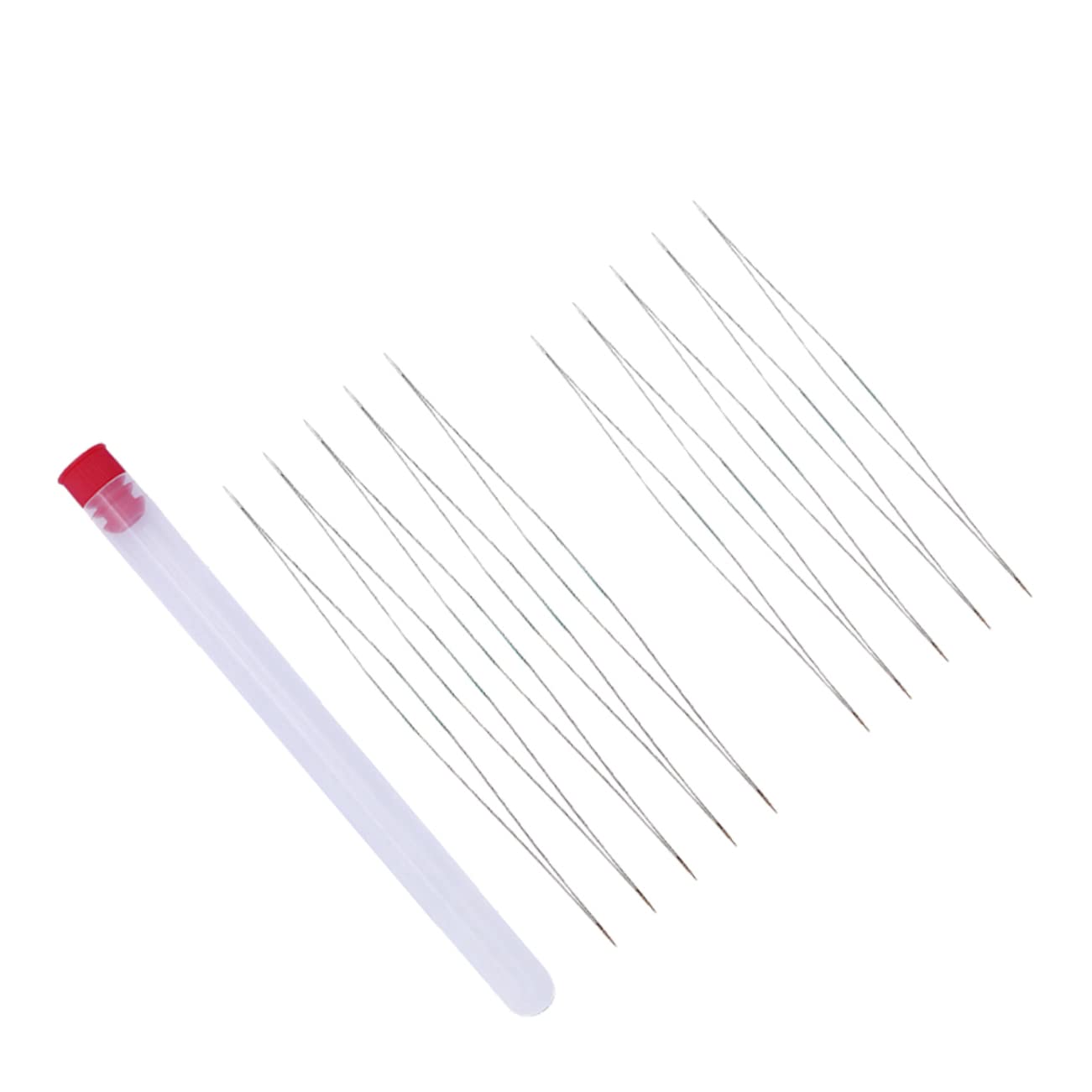 Tofficu 10pcs Big Eye Beading Needles Kit Metal Beading Needles for Jewelry Making for Bracelets Earrings Necklaces Storage Bottle Included