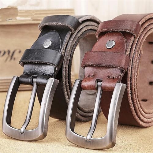 Men’s Cowhide Leather Belt Textured Strap with Hard Metal Buckle Full Grain Leather Belt for Jeans or Trousers2