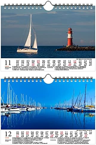 Sailing Magic DIN A5 Wall Calendar for 2023 Sailing Boats and Sea Gift Set Contents: 1x Calendar, 1x Christmas and 1x Greeting Card (3 Pieces Total)