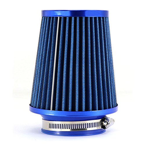 TIROL Air Filter Round Tapered Mini Power Stack Auto Cold Air Intake Diameter 3" Blue