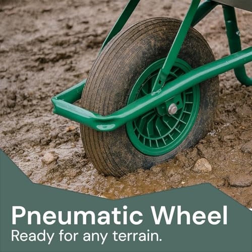 TuffLine Wheelbarrow Wheel with 85-Litre Capacity, Galvanised Steel Tub, Pneumatic Tyre for Rough Terrain, Ergonomic Handles for Heavy Garden Tasks, Builders Barrow 5 TuffLine Wheelbarrow Wheel with 85-Litre Capacity, Galvanised Steel Tub, Pneumatic Tyre for Rough Terrain, Ergonomic Handles for Heavy Garden Tasks, Builders Barrow - Image 5