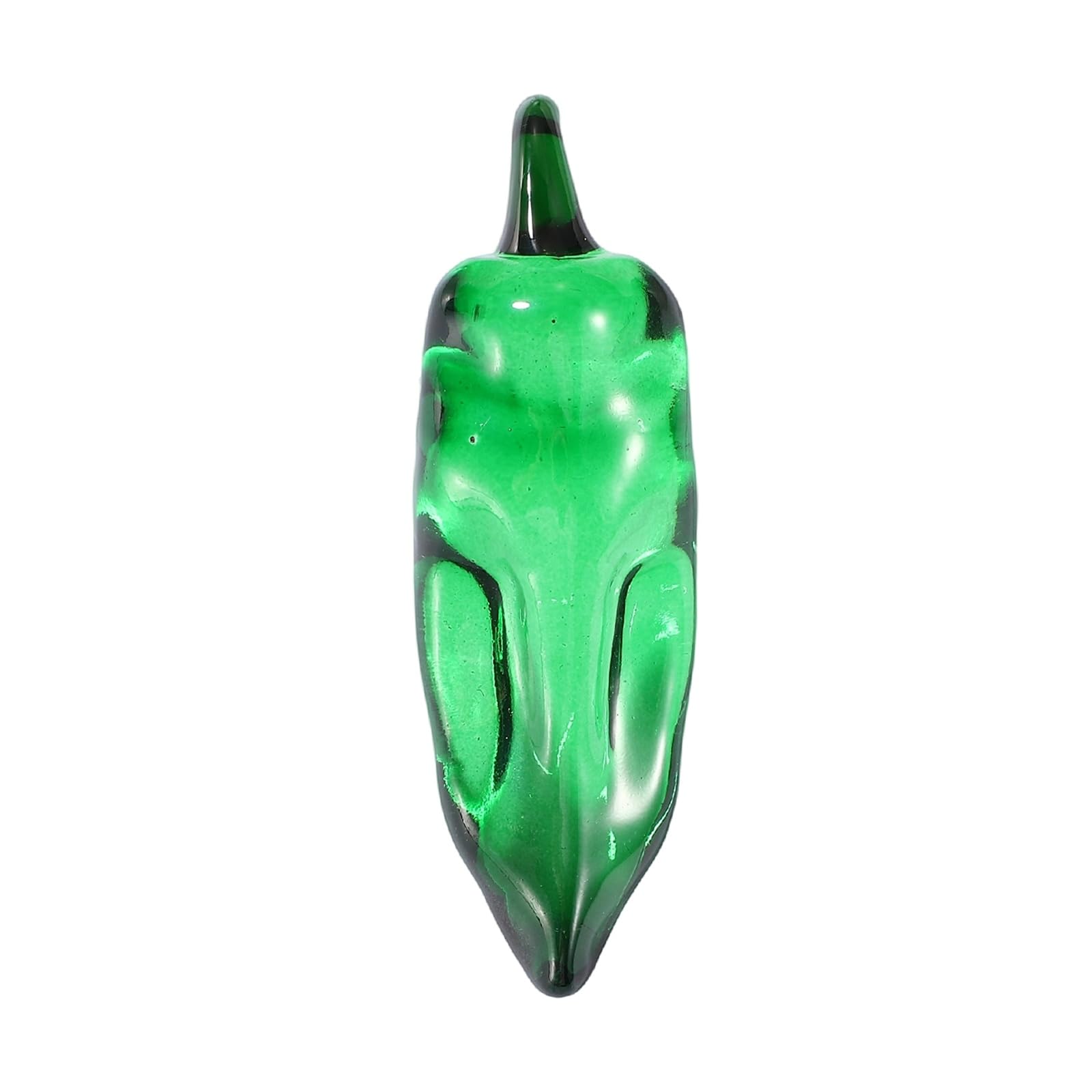 Figurine de piment en verre soufflé faite à la main, objet d'art vert haut de gamme