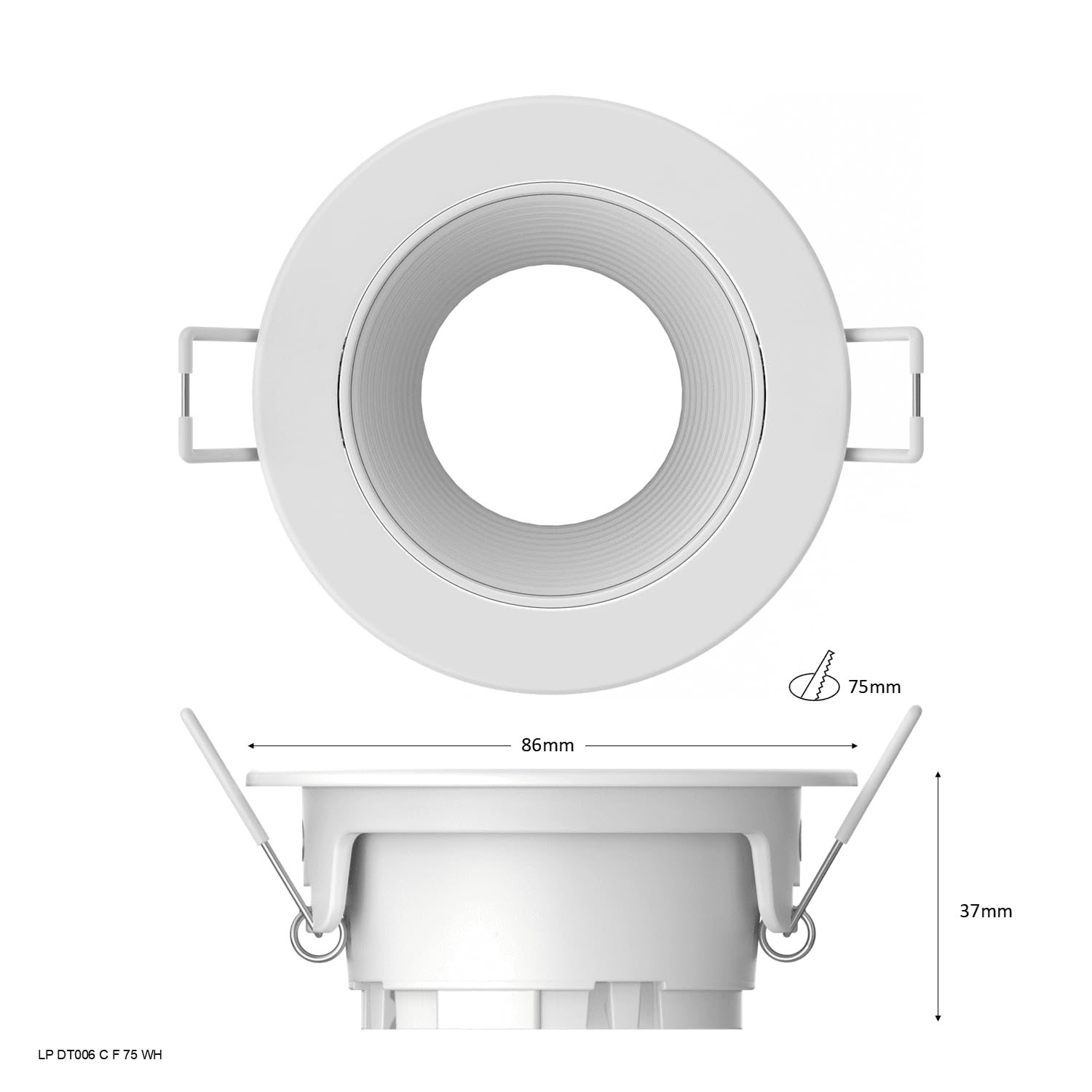 TRAXON LUXPOINT® Aro Circular Orientable Blanco DT006 para bombilla LED GU10 Marco de Bombilla Aluminio+PC corte techo Ø75mm (Pack 10 und)