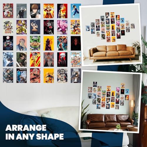 Image of Wallgasm Anime Wall Collage Kit - Set of 30, 10cm x 15cm 300 GSM Posters | Dragon Ball Z, Naruto, Death Note, One Piece, Attack on titans | Aesthetic wall decor | Posters For Room Decoration Anime