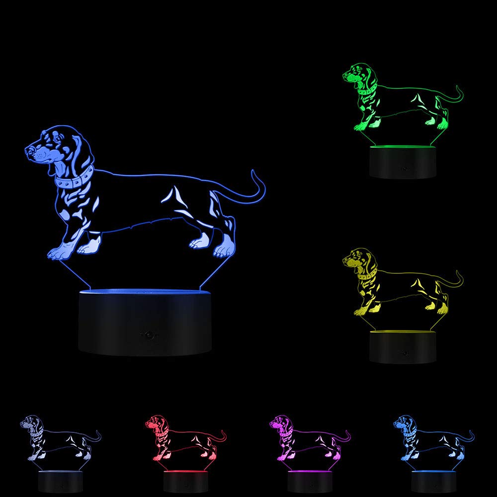 The Geeky Days Dachshund LED Night Light 3D Decorative Lighting Color Changing Acrylic Lamp Gift for Dog Lovers