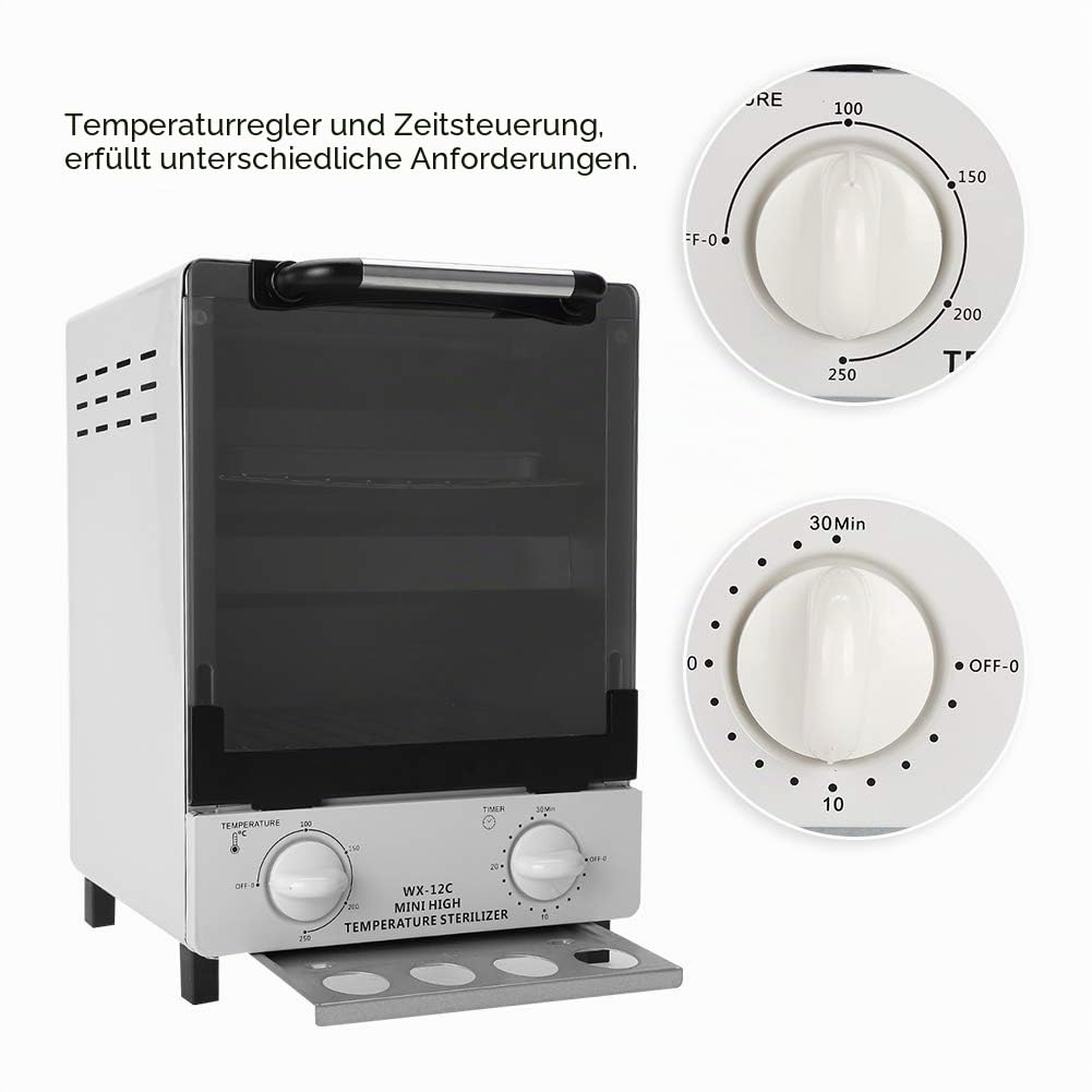 Dioche Hochtemperatur-Sterilisator, 10 l Sterilisationsbox, Infrarot-Sterilisationsschrank, Desinfektionsgerät für Manikürezubehör und Friseurwerkzeuge
