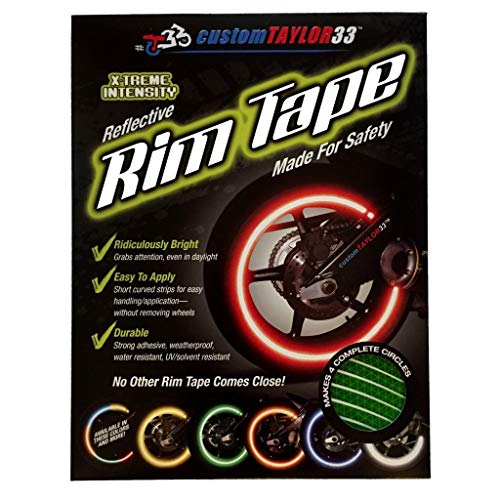 Image of customTAYLOR33 (All Vehicles Special Edition Lime Green High Intensity Grade Reflective Copyrighted Safety Rim Tapes (Must Select Your Rim Size), 26 inch (TIRE Size, for Bicycles /E-Bikes)