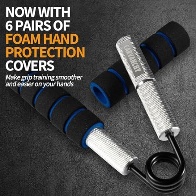 Grip Strengthener Set 6 Pack Metal Hand Grip 50-300LBS Heavy-Duty Grip Trainer Grip Strength Trainer Home Gym with 6 Rolls of Non-Slip Grip Tape