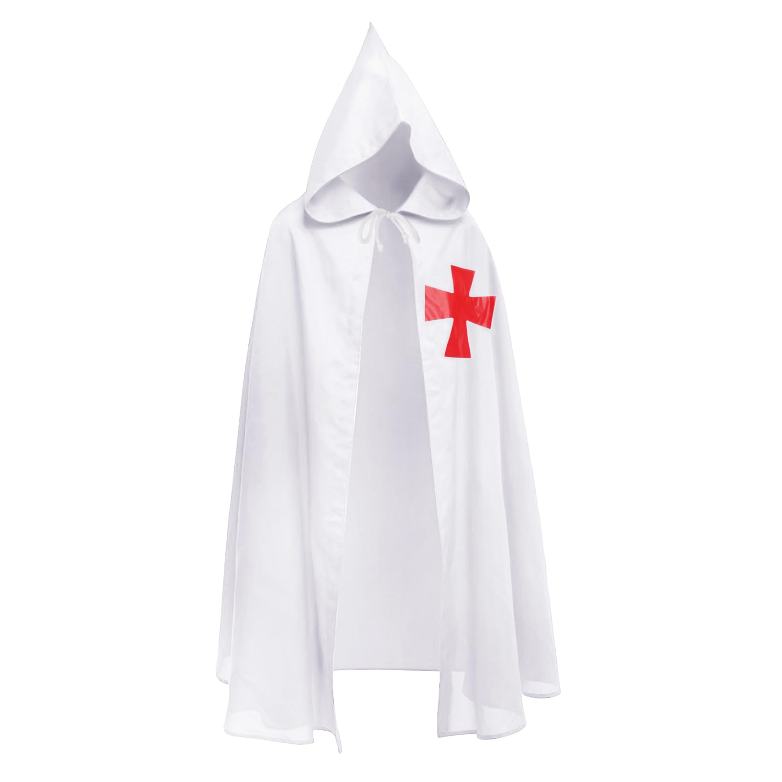 Mittelalter Ritter Umhang mit Kapuze Kostüm Tempelritter Kreuzritter Umhang Fasching Cospaly LARP Tempel Hospitaller Mantel Cloak mit Kreuz，Verkleidung Damen Herren