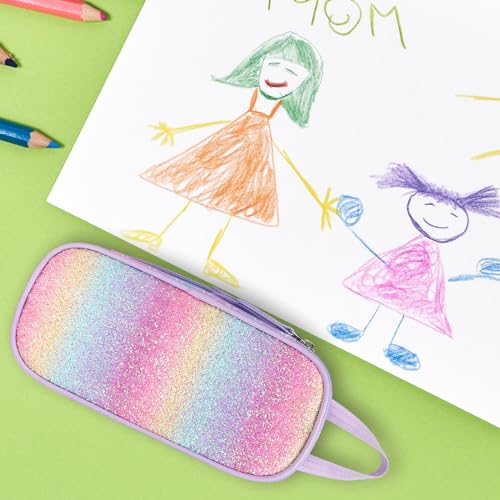 Image of Pencil Case for Girls - Expandable Big Capacity Pencil Cases for Kids Special Pencil Pouch for Girls Sparkly Kids Pencil Bag for School (Glitter Purple, Mermaid)