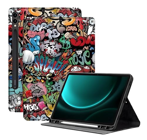 Image of ProElite Book Cover Case for Samsung Galaxy Tab S9 FE+ /S9+ /S10+ 12.4 inch Cover, Smart flip case Book Cover for Samsung Galaxy Tab S9 FE Plus /S9 Plus /S10 Plus 12.4 inch with Pen Holder, Hippy