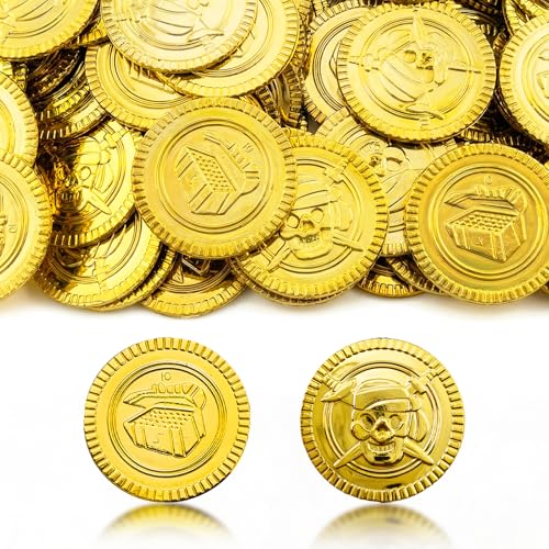 soitzhoc Ensemble de 100 pièces de Pirate pièces d'or | avec boîte de Transparente |, activités...