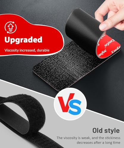 Image of 4 Inch Large Wide Hook and Loop Strips with Super Adhesive Heavy Duty, 8 Sets Heat Resistant Waterproof, Car Outdoor Indoor Sofa Cushion Use, Black 4x2 Inch