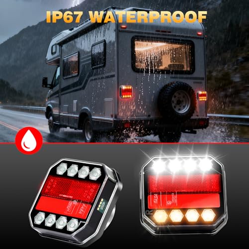 Image of Magnetic Wireless Trailer Lights, Rechargeable LED Tow Lights Kit
