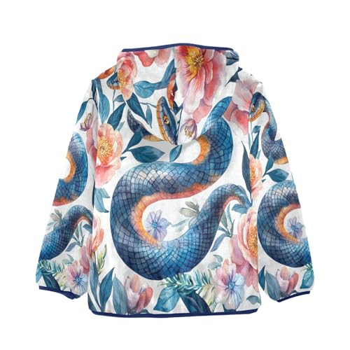 Watercolor Floral Snakes Toddler Fleece Jacket Girl Boys Hooded Fleece Jacket Coat Warm Outwear Zip-up 3-10T2