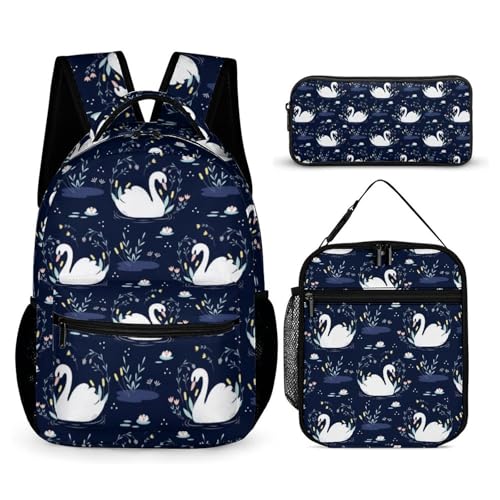 Homieblanket Mochila Swan para crianças, meninas, meninos, escola, 40,6 cm, lindos cisnes, mochilas casuais diárias, Mochila Swan 1 conjunto, Mochilas Daypack