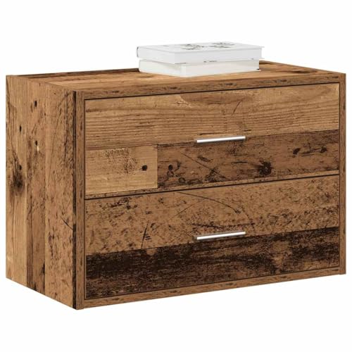 Vetnasa Armario con 2 cajones Madera Vieja 60x31x40cm Madera ingeniería Mobiliario, Armarios y Almacenamiento, Cajoneras Marrón 12,35 KG