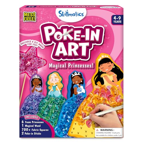 Skillmatics Poke-in Art – Magical Princesses, Mess-Free Fun for Kids, DIY Craft Kits, Creative Activity, Gifts for Girls & Boys Ages 4, 5, 6, 7, 8, 9