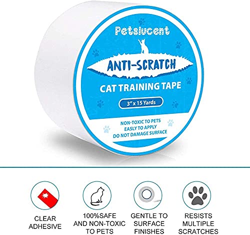 Petslucent Katzen Anti Kratz Tape 15m(7.5cm x 15m), Cat Möbelschutz Trainingsband Anti Scratching, Doppelseitige Schutzvorrichtungen für Teppich, Sofa, Couch, Tür