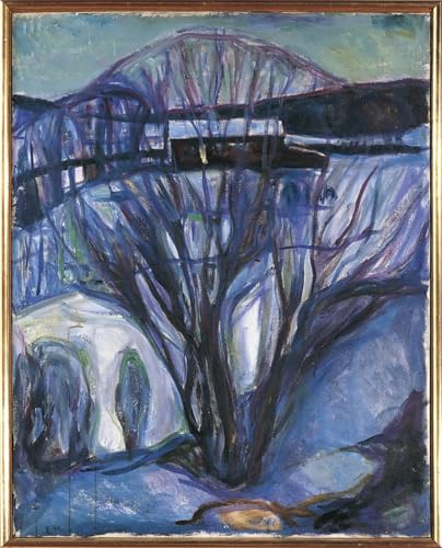 Tableau sur toile Munch paysage d'hiver déco salon 60x90cm