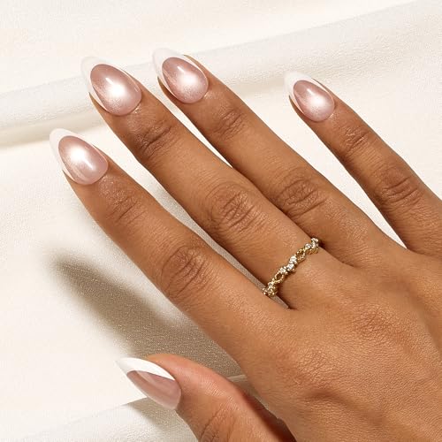 Image of Beetles French Tip Press On Nails 160Pcs Short Almond Soft Nail Gel Tips | 16 Sizes Gel Painted Cat Eye Brown Fake Nails, DIY Manicure Glassy Amber French