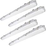 DAKASON 4-Pack LED Lumière de serrage de vapeur 40W (80W Eq.) 4200lm, 4FT Outdoor Shop Light Waterproof 5000K IP65 100-277V LED Installation de preuve de vapeur pour le stationnement Garage ETL Inscrit