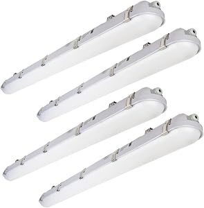 DAKASON 4-Pack LED Vapor Tight Light 40W (80W Eq.) 4200lm, 4FT Outdoor Shop Light Waterproof 5000K IP65 100-277V LED Vapor Proof Fixture for Parking Garage Car Wash Warehouse ETL Listed