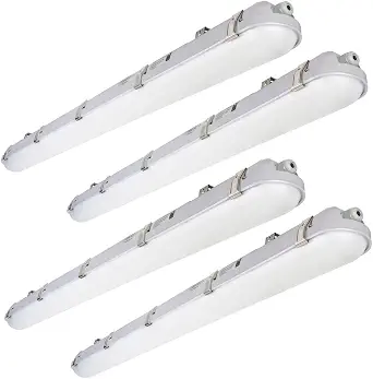 Dakason 4ft LED Vapor Tight Light with Motion Sensor, 60W, 6600lm (4 Pack)