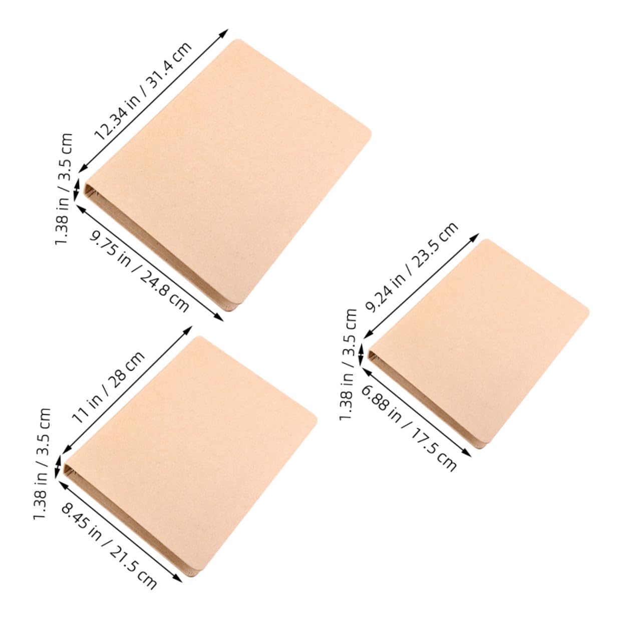 3 pièces Classeur à Anneaux Papier Kraft Protège Notes Rechargeable Coque de Carnet à Volantes et Antidérapante pour Étudiants et Bureau