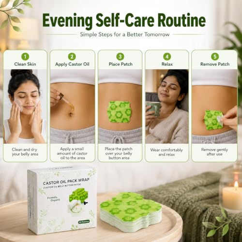 Image of Castor Oil Belly Button Patch (20 Patches) | Disposable Navel Wrap for Castor Oil Application | Soft Adhesive Belly Patch | Comfortable Overnight Wear | Suitable for Daily Self Care | Men & Women