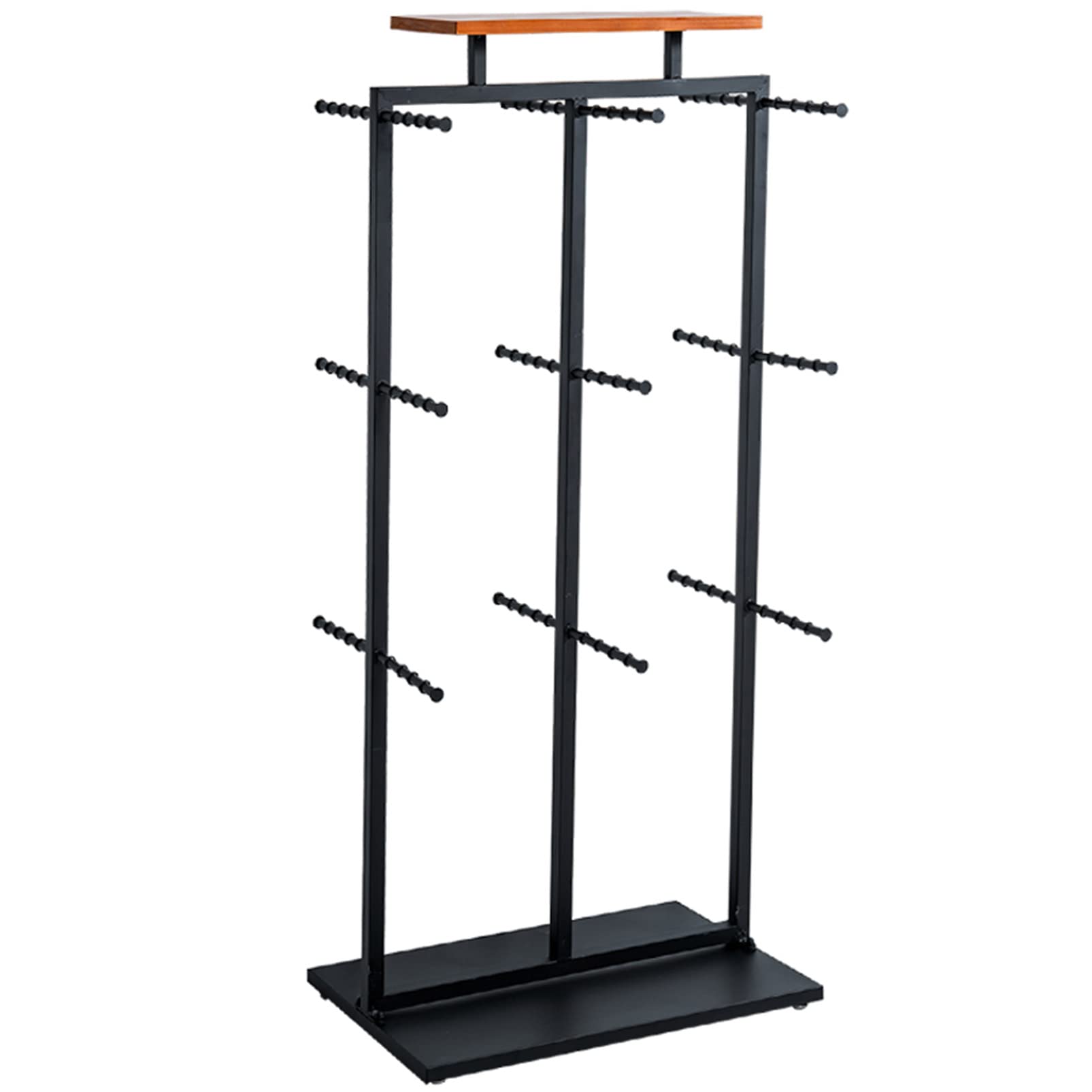 HPTHLY Metal Garment Rack Boutique Hanger Retail Display Fixture, Mall Exhibition Sock Storage Stand Underwear Hanging Rack With Top Shelf, Home/Commercial Double Sided Han(Black)