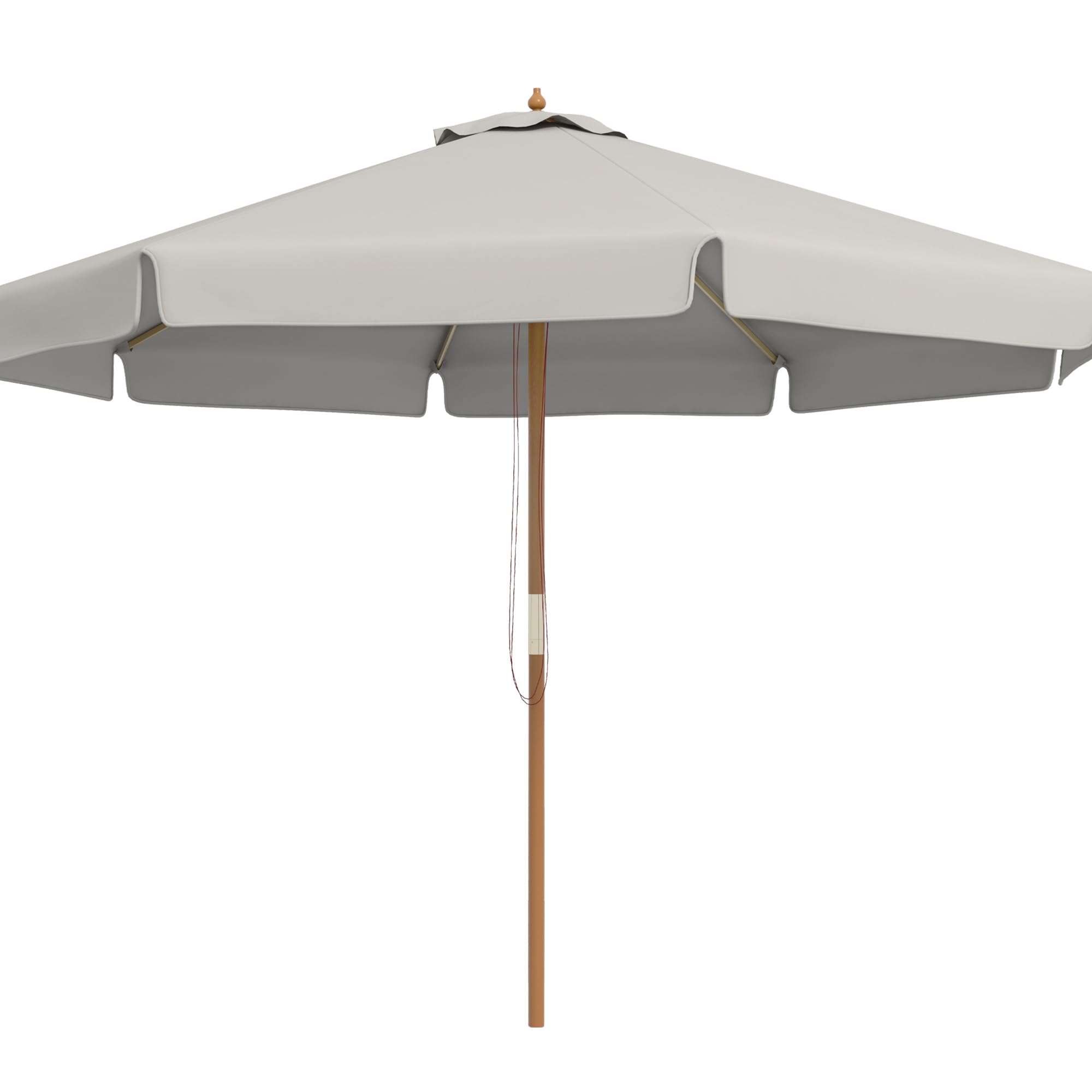 Outsunny Sombrilla Terraza Exterior Ø325 cm Sombrilla de Jardín con Sistema de Polea Techo Ventilado 8 Varillas de Bambú y Poste de Madera Parasol para Patio Terraza
