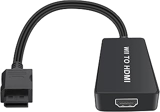 Wii to HDMI Converter, Wii to HDMI Adapter with HDMI Cable Supports 3.5mm Audio and HDMI Video Output 720/1080P All Wii Display Modes （Black）