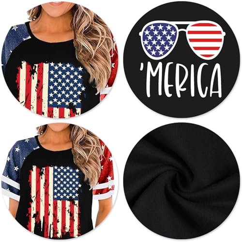Image of YI XIANG RAN 4th of July Dress Women: American Flag Dresses USA Stars Stripes Shirt Patriotic Tshirt Summer Sundress