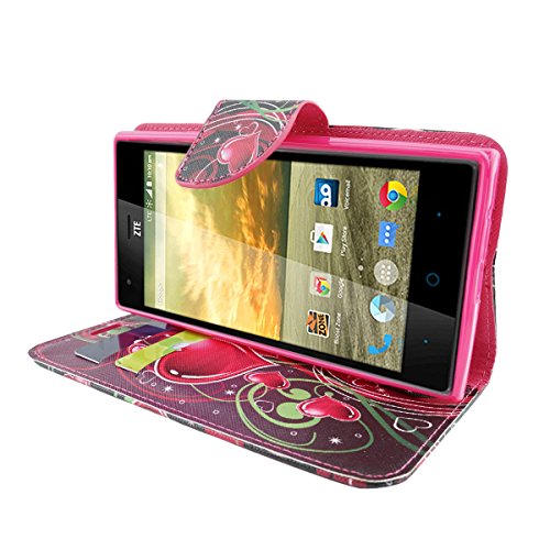 Zte Warp Elite Case, Mstechcorp - Dual-Use Flip Pu Leather Fold Wallet Pouch Case Premium Pu Leather Wallet Flip Case For Zte Warp Elite N9518 - Includes Accessories (Balloon Hearts) #TOP3