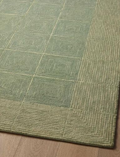 Image of Spectrum Pattern Wool Carpet with Loop Texture Yarn Anti Shedding Carpet Size 10x14 Feet A1 Green & Multi Color