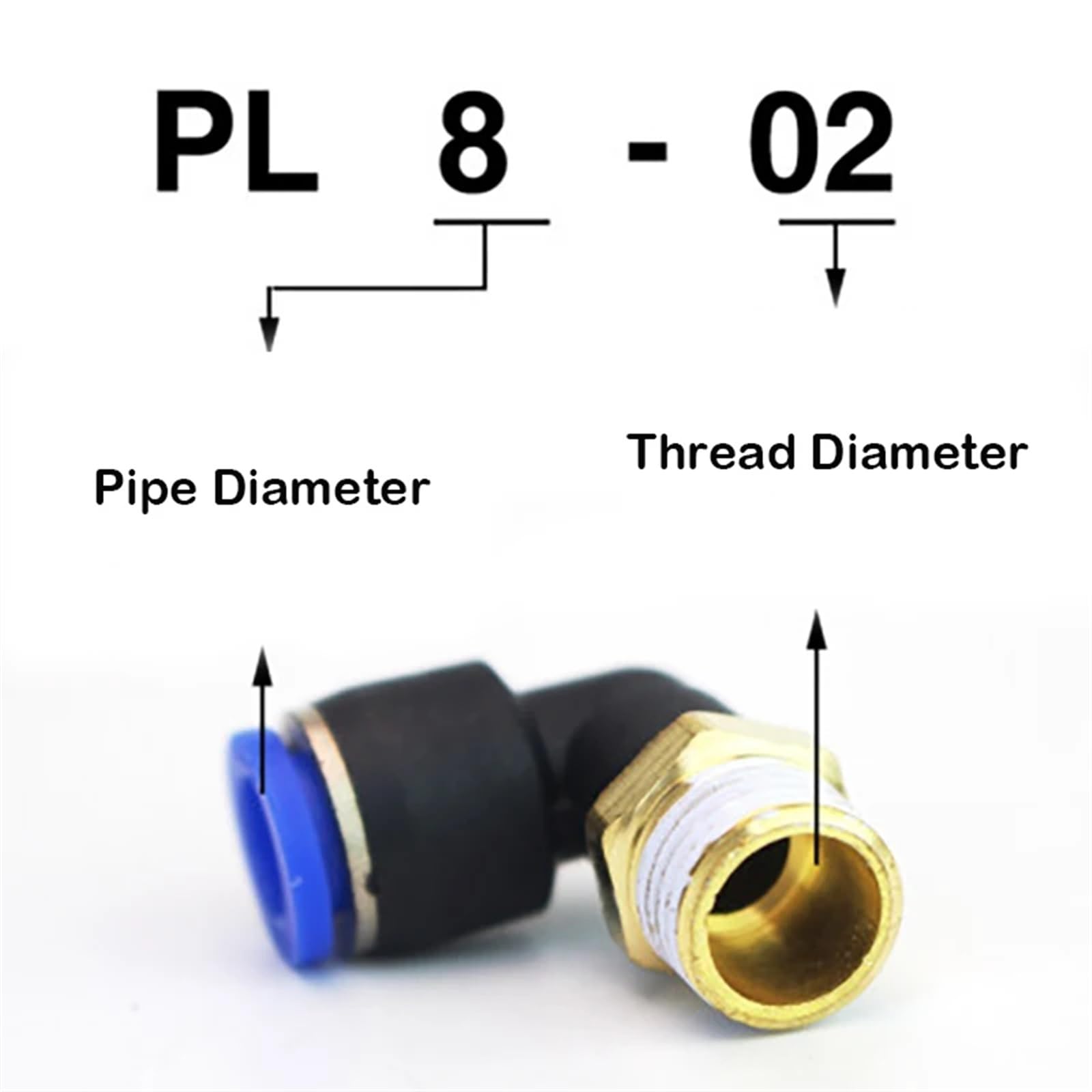 30 Pz PL Gomito 4-M5 6-M5 Dritto Connettore Aria Raccordo Pneumatico Raccordi Rapidi 1/8 "1/4" 3/8 "1/2" Filettatura Maschio Push In (Size : PL10-03)