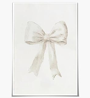 CoOpo White Nursery Art Bow Print, Newborn Baby Wall Art, Unisex Wall Ar...